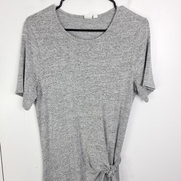 Gap Dress Womens Small Midi Gray Heather Tie Waist Stretchy Short Sleeve - Picture 2 of 10